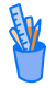 Doodle of a cup with pencils and ruler that might be seen in a school.